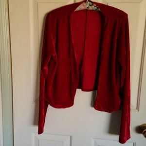 True red velvet dress topper/jacket